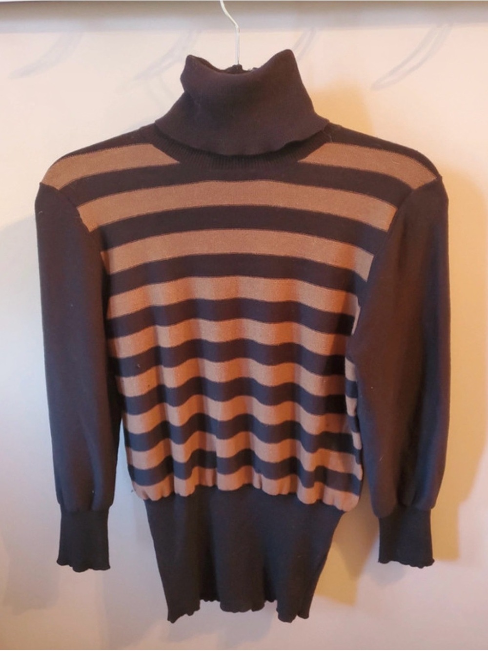 Tracy Reese Brown and Tan Striped Turtleneck Sweater